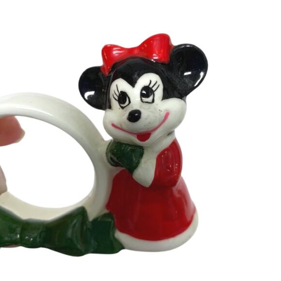 VTG WALT DISNEY Productions Christmas Napkin Rings Mickey & Minnie Mouse Japan - Picture 3 of 6